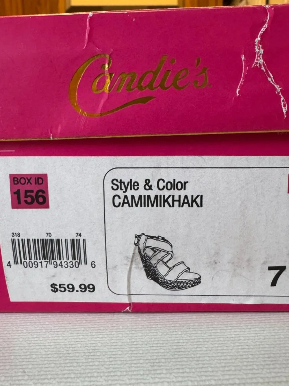 Candies Mimi Espadrille Wedge Sandals Khaki Size 7